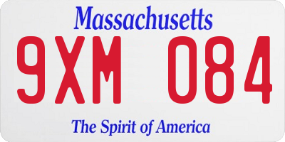 MA license plate 9XM084