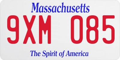 MA license plate 9XM085