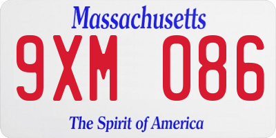 MA license plate 9XM086