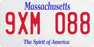 MA license plate 9XM088