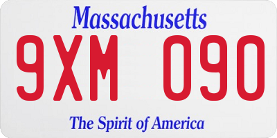 MA license plate 9XM090