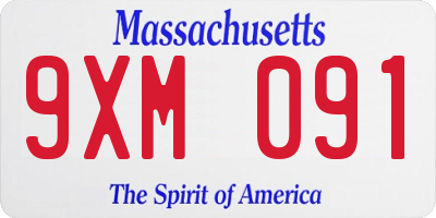 MA license plate 9XM091