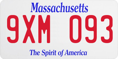MA license plate 9XM093