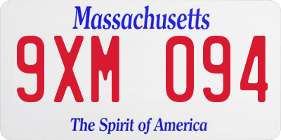 MA license plate 9XM094