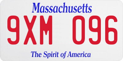 MA license plate 9XM096