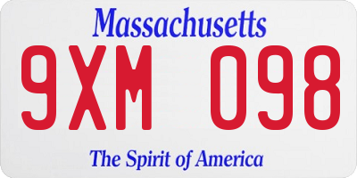 MA license plate 9XM098