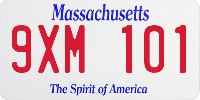 MA license plate 9XM101