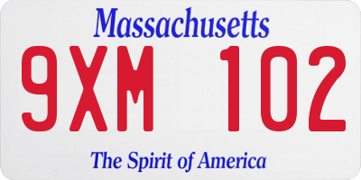 MA license plate 9XM102
