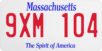 MA license plate 9XM104