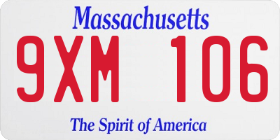 MA license plate 9XM106