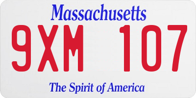 MA license plate 9XM107