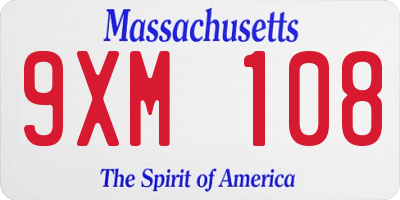 MA license plate 9XM108