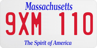 MA license plate 9XM110