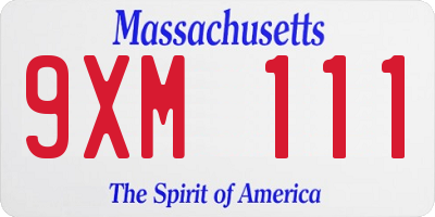 MA license plate 9XM111