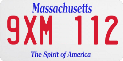MA license plate 9XM112