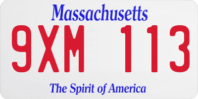 MA license plate 9XM113
