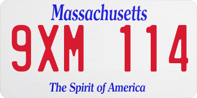 MA license plate 9XM114