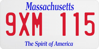 MA license plate 9XM115