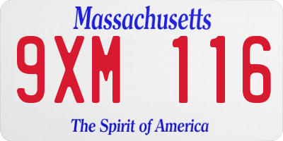MA license plate 9XM116