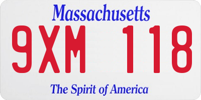 MA license plate 9XM118