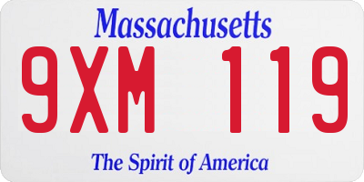 MA license plate 9XM119
