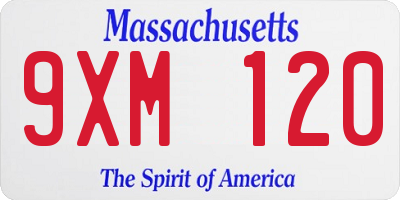 MA license plate 9XM120