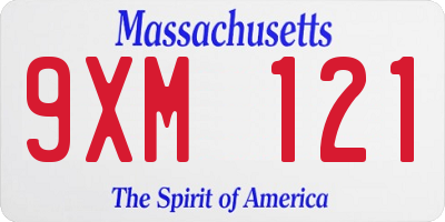 MA license plate 9XM121