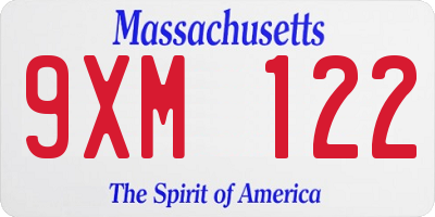 MA license plate 9XM122