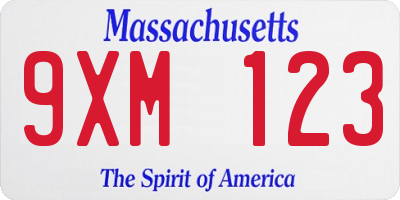 MA license plate 9XM123