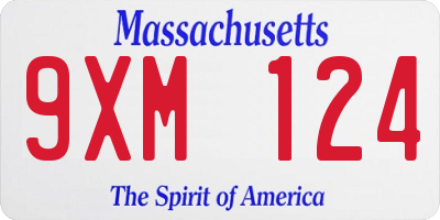 MA license plate 9XM124