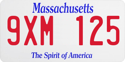 MA license plate 9XM125