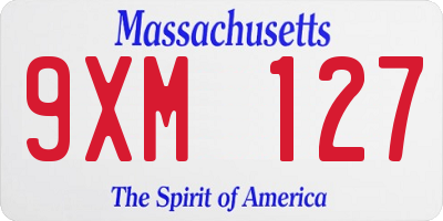 MA license plate 9XM127