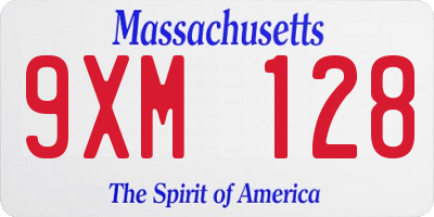 MA license plate 9XM128