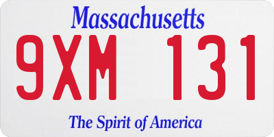 MA license plate 9XM131