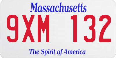 MA license plate 9XM132