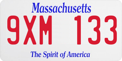 MA license plate 9XM133