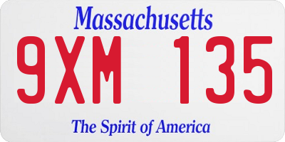 MA license plate 9XM135