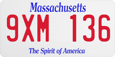 MA license plate 9XM136