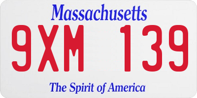 MA license plate 9XM139