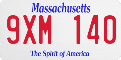MA license plate 9XM140