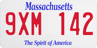 MA license plate 9XM142