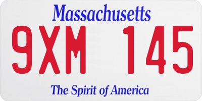 MA license plate 9XM145