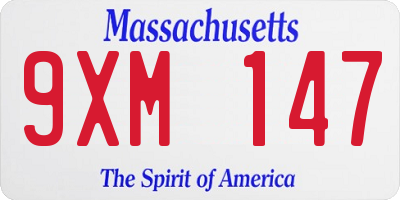 MA license plate 9XM147