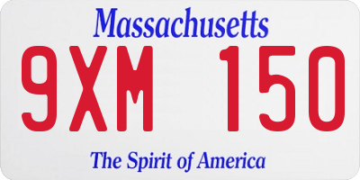 MA license plate 9XM150
