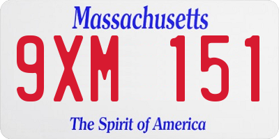 MA license plate 9XM151