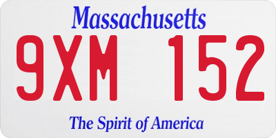 MA license plate 9XM152