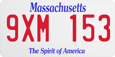 MA license plate 9XM153