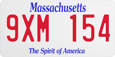 MA license plate 9XM154