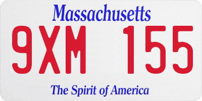 MA license plate 9XM155