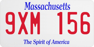 MA license plate 9XM156
